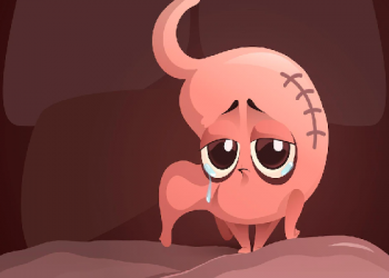 salud digestiva - dibujo de un estomago triste por sus problemas digestivos