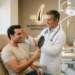 Mejores clínicas injerto capilar España - Médico tricólogo evaluando los resultados de un hombre en la mejor clínica injerto capilar España