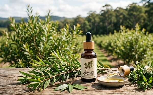 Aceite de árbol de té - Recipiente con aceite de árbol de té para el cabello que ayuda a controlar la caspa y el sebo