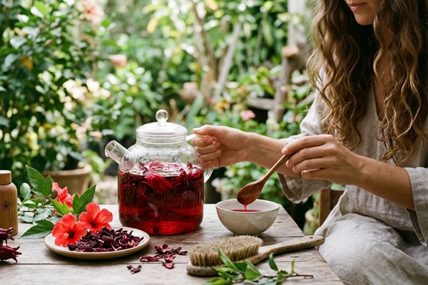 Mujer preparando una infusión con cayena para aplicarla en el cuero cabelludo y eliminar la caspa en el pelo