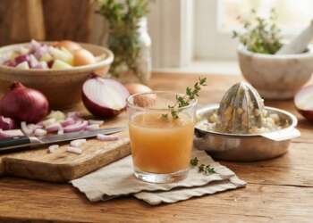Jugo de cebolla - Recipiente con jugo de cebolla que posee propiedades para hidratar el pelo